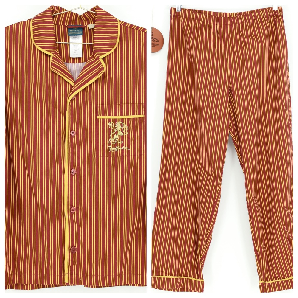 Pottery Barn Teen Harry Potter Gryffindor Pajama Set Maroon Gold Stripe Large
